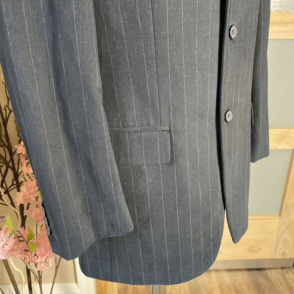 Banana Republic Suit Jacket/Blazer-Black Velvet Striped-Cotton-Size 38R
